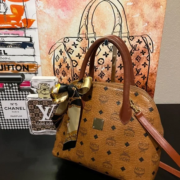 MCM Authentic Alma Visetos Cognac 2 Way Shoulder Bag made in Germany - Picture 1 of 11